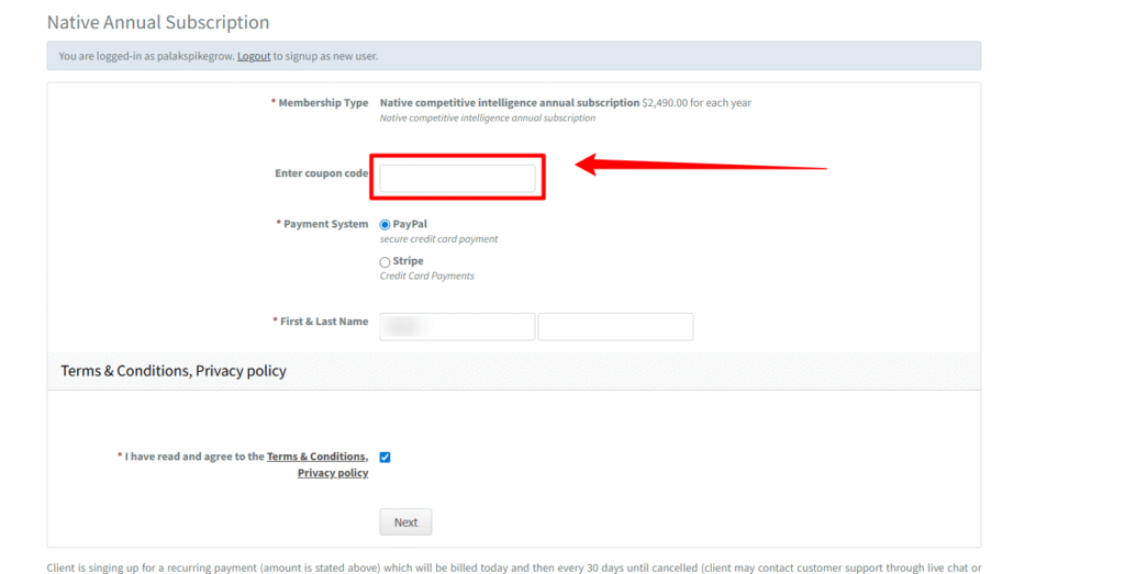 Adplexity Coupon section